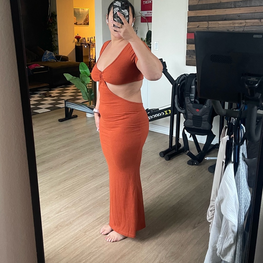 Cut out orange maxi dress